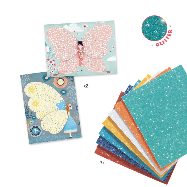 Djeco Mosaico Farfalle set artistico 2 farfalle metallizzate