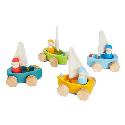 Grimm's barchette legno con ruote set 4 pezzi