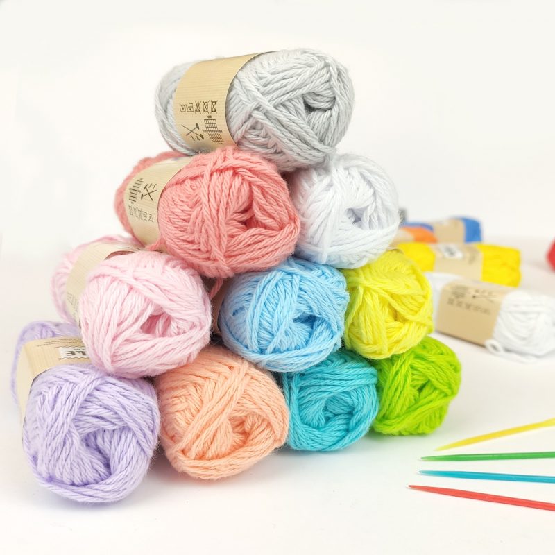 Ursus Wool set 10 gomitoli cotone pastello 10 g uncinetto