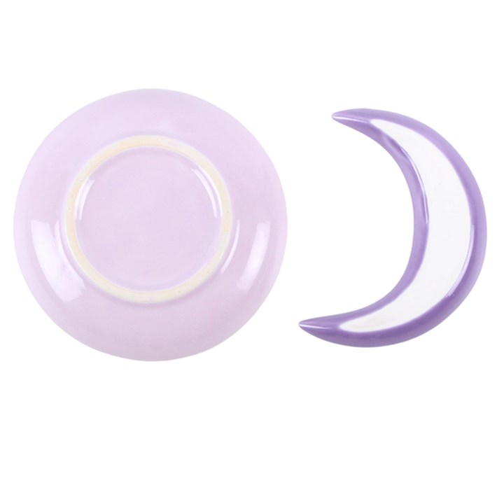 Moon piattini portagioie lilla set 2 pezzi ceramica