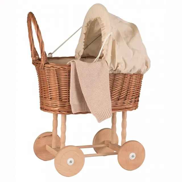 Egmont Toys carrozzina vimini bambole ecrù 58 cm
