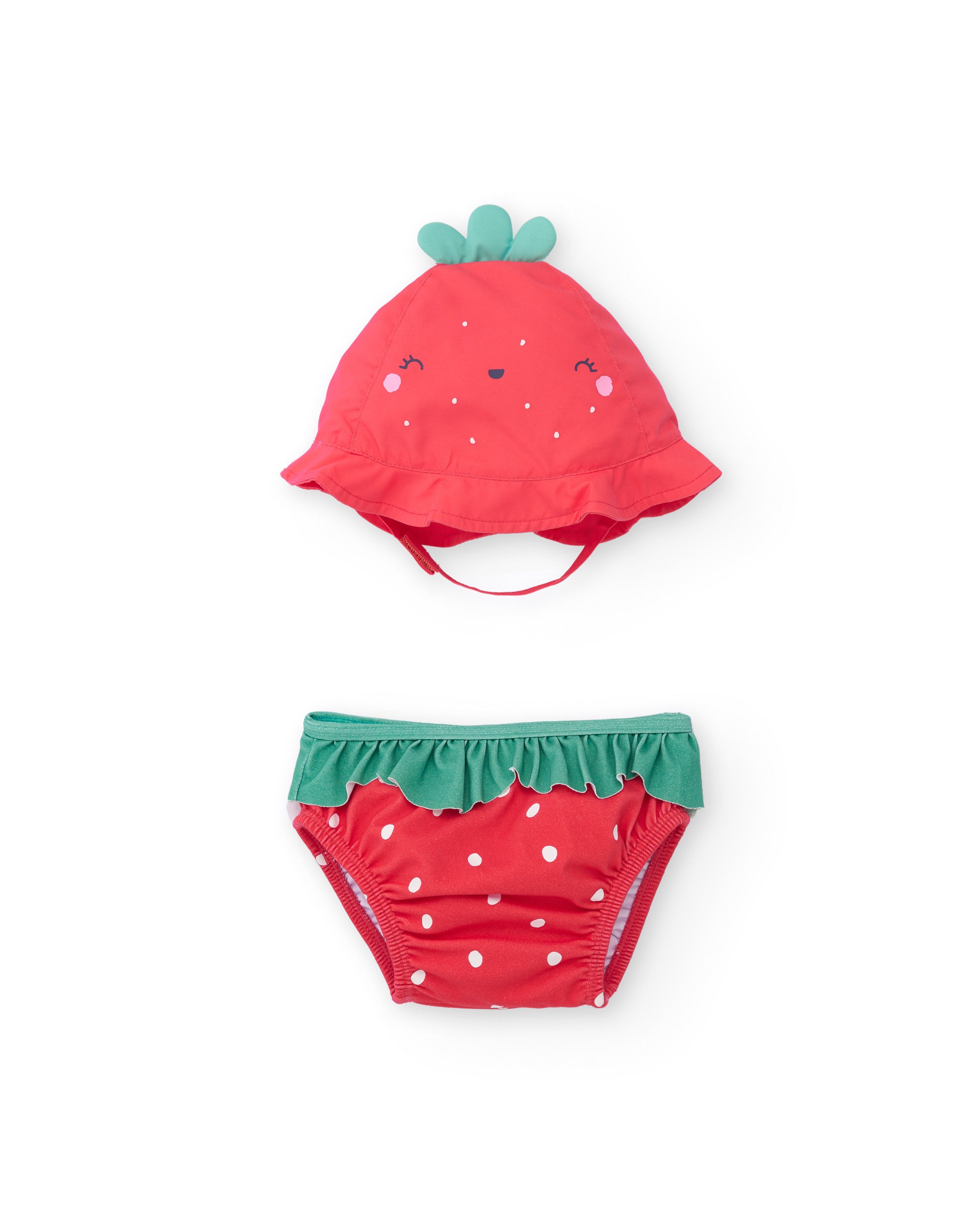 Tuc tuc costume neonata rosso fragola con cappello UPF50+