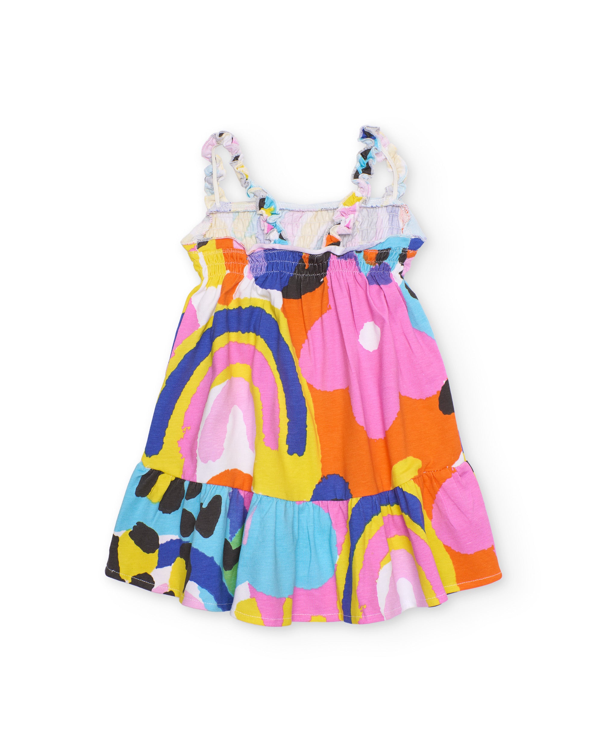 Tuc tuc vestito bambina bianco smock bretelle volant