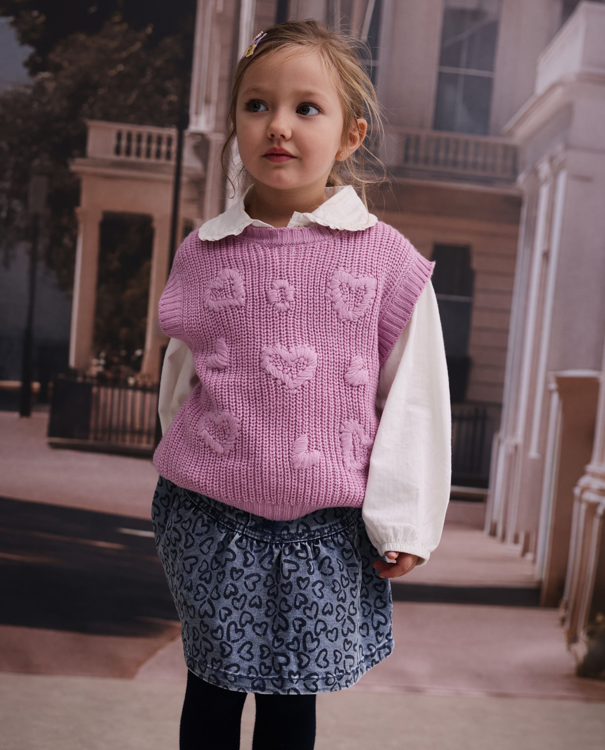 Tuc tuc gonna denim bambina cuori blu denim