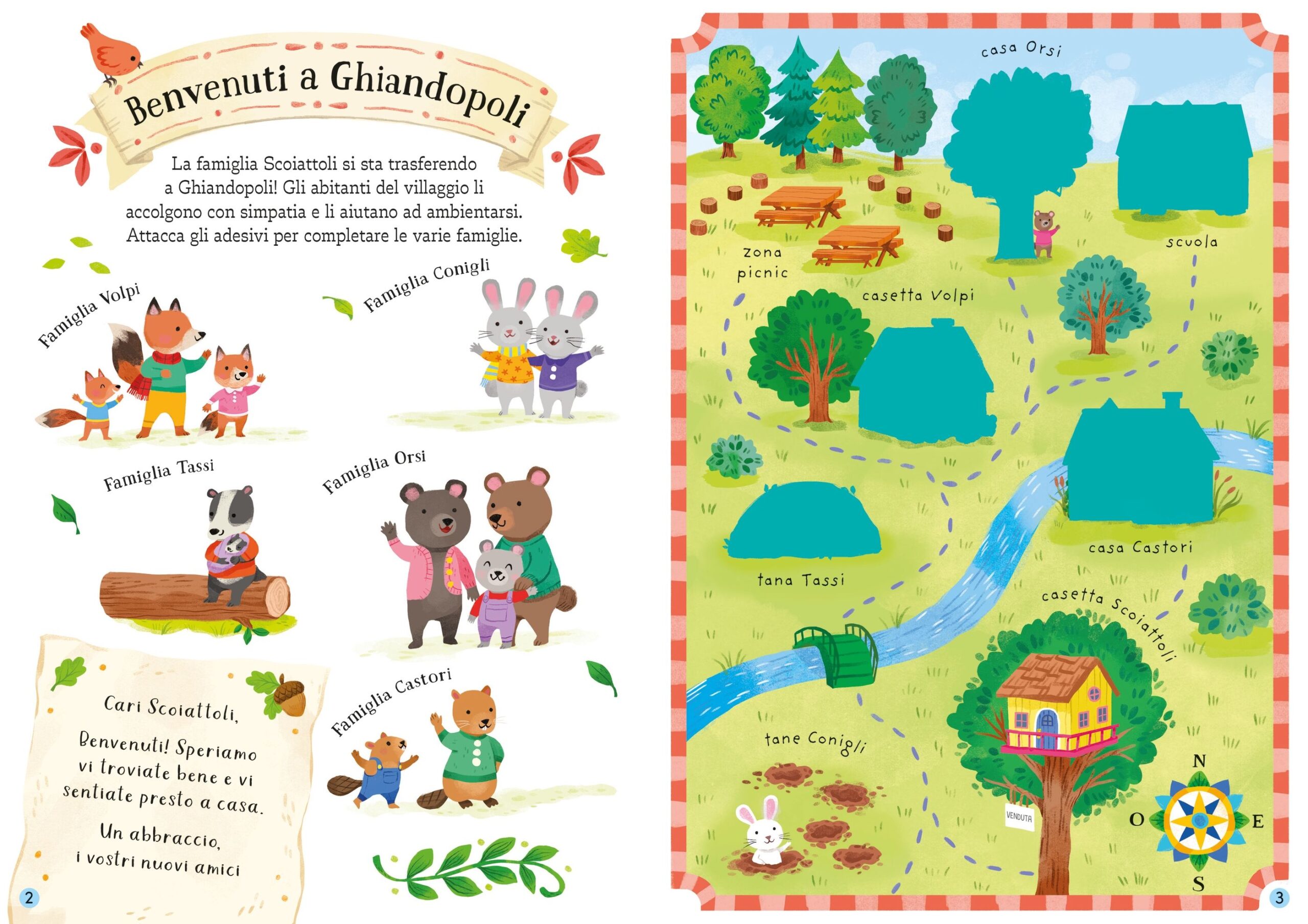 Usborne Famiglia Scoiattoli Libro con Adesivi