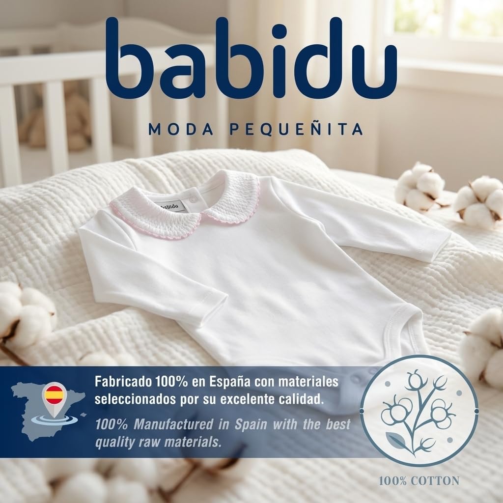 Babidu Body Neonato Piqué Collo Polo Manica Lunga Cotone