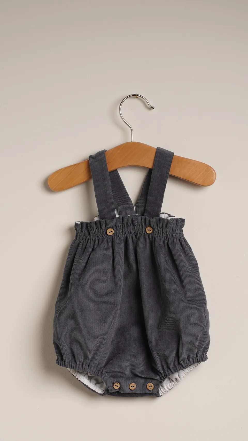 Mebi pantalone neonato blu velluto con bretelle cotone