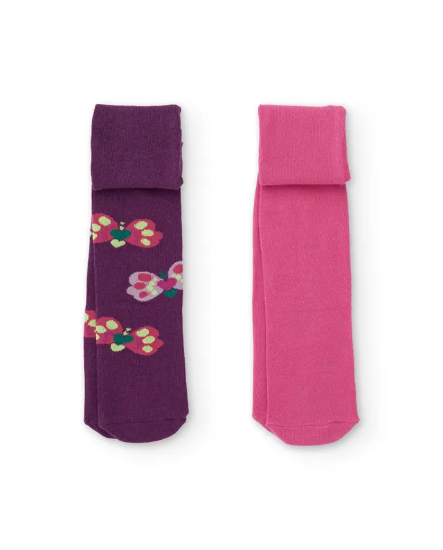 Tuc Tuc Collant Bambina Cotone Rosa e Farfalle 2 Paia