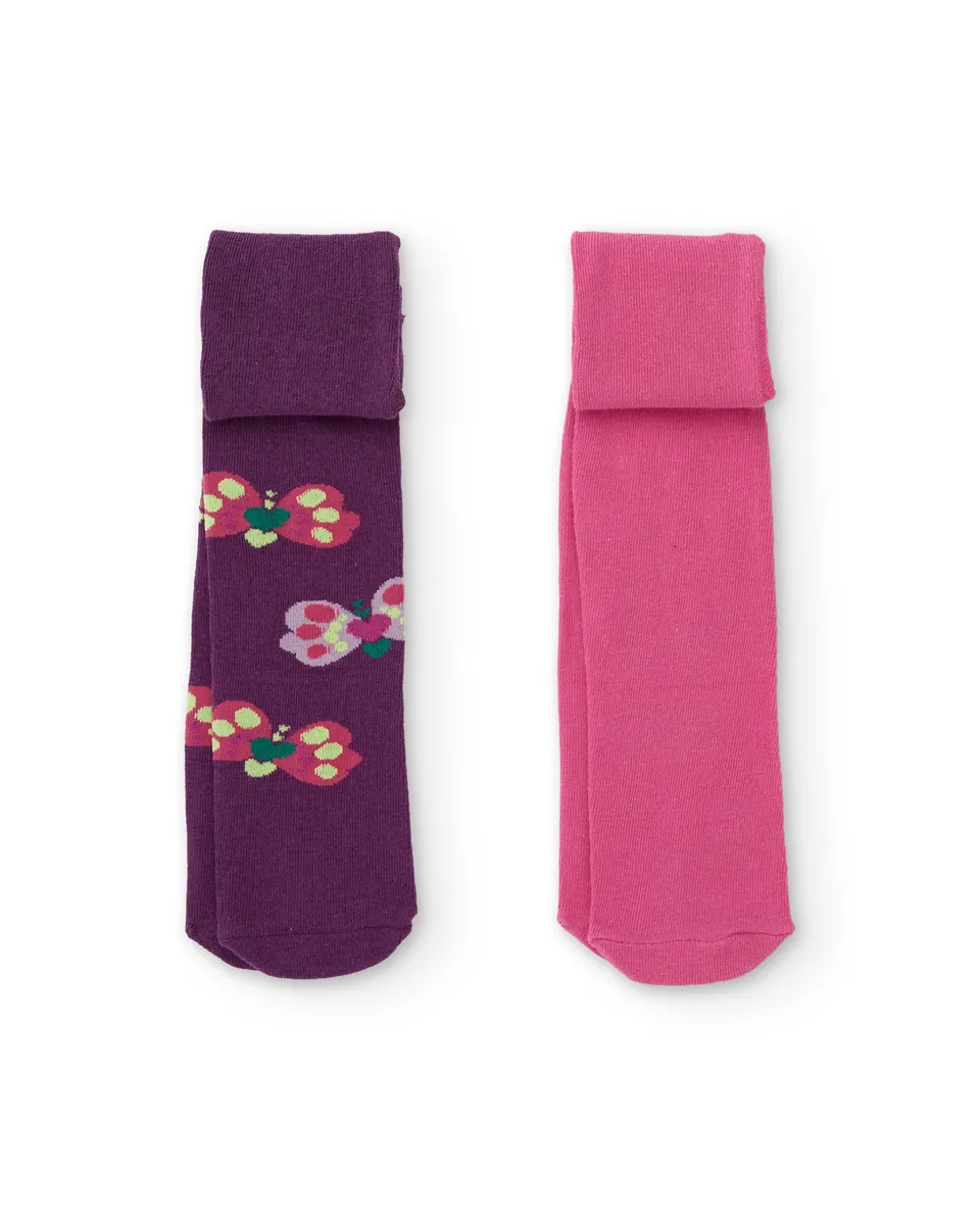 Tuc Tuc Collant Bambina Cotone Rosa e Farfalle 2 Paia