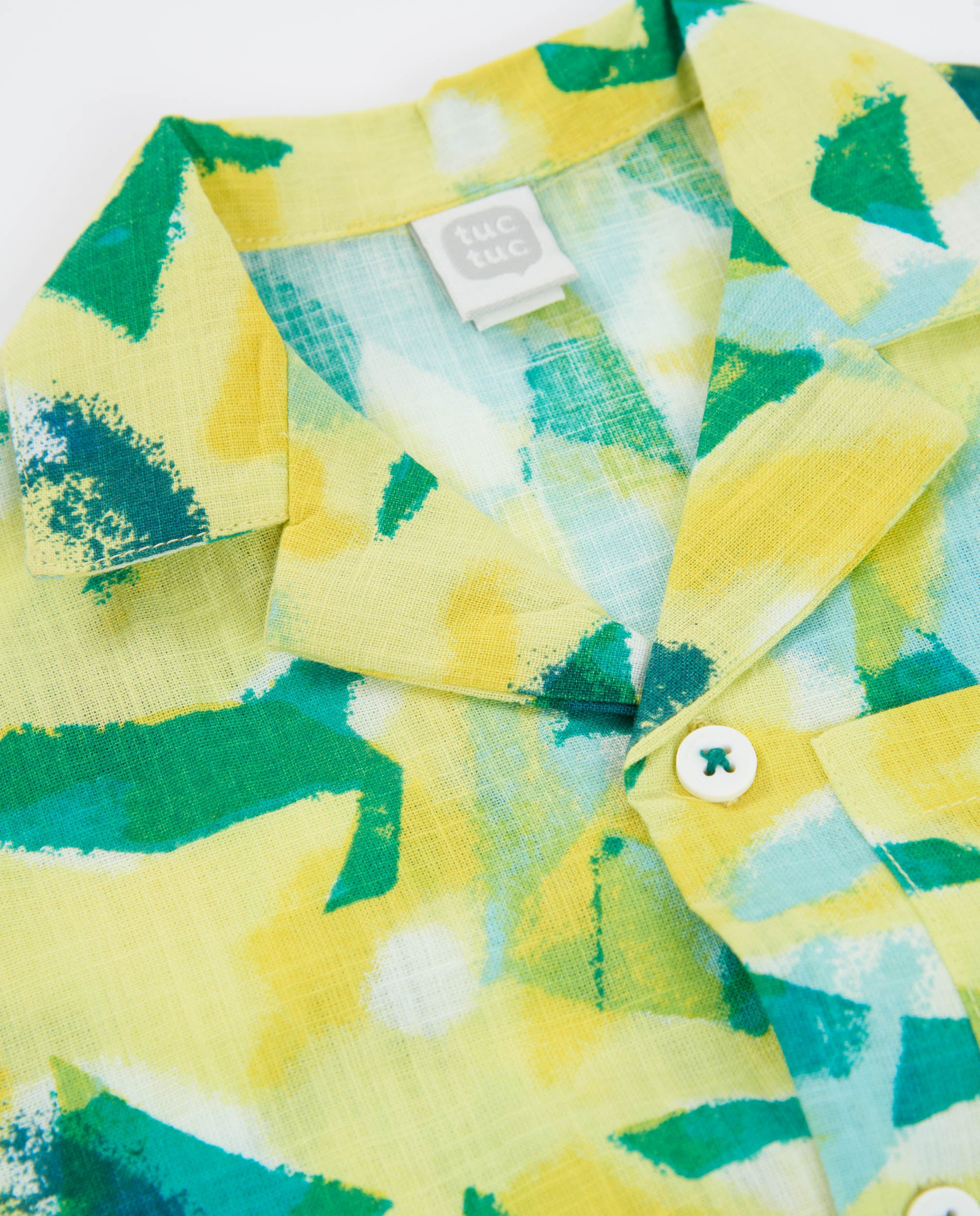 Tuc Tuc camicia bambino gialla fantasia astratta taschino