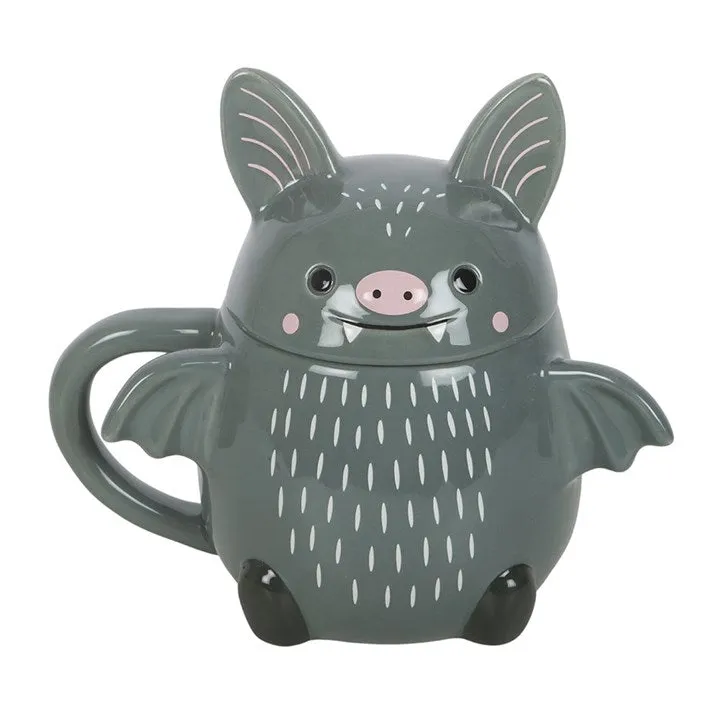 Tazza pipistrello ceramica con coperchio 450 ml