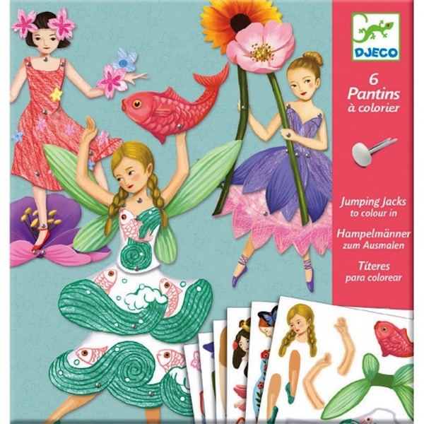 Djeco Fate marionette di carta set creativo 6 pezzi dai 6 anni