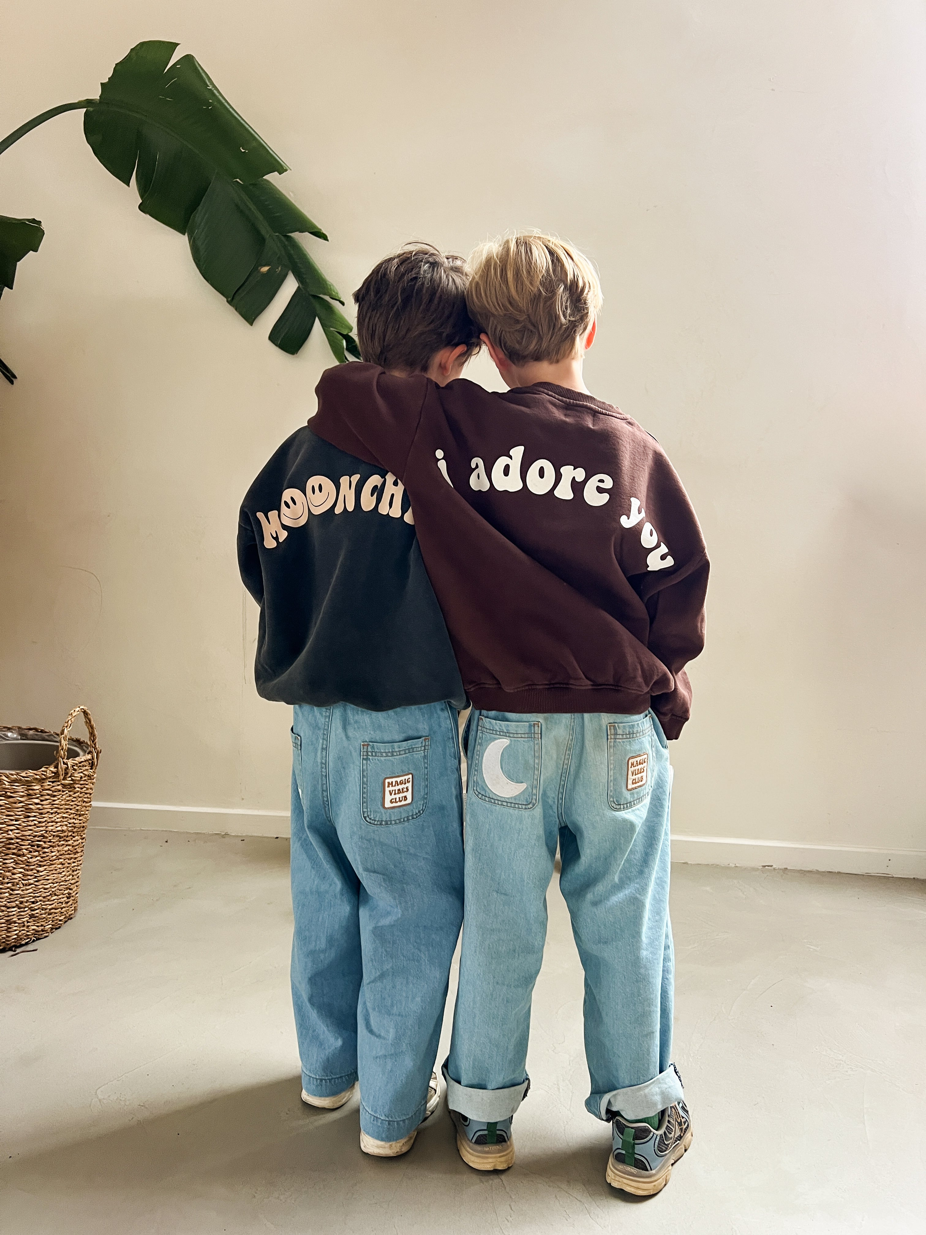Ella and Rapha Moonchild Little felpa grigia vintage larga cotone
