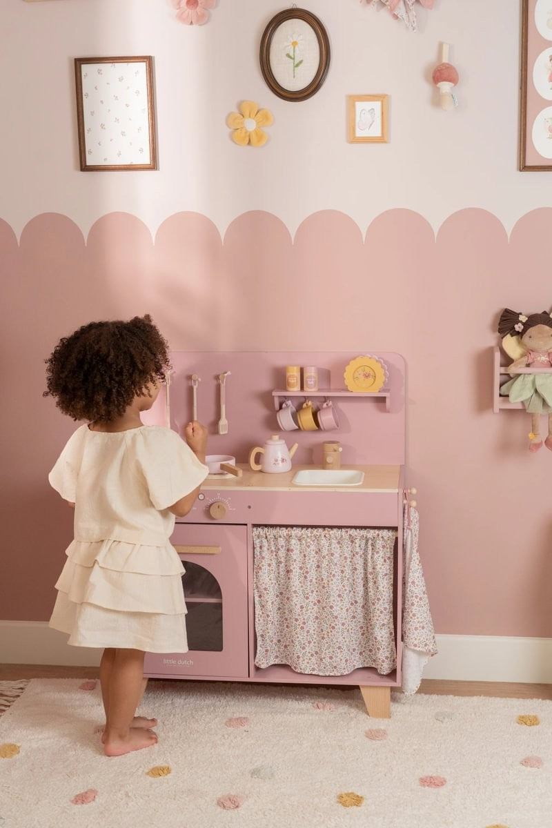 Little Dutch Cucina Rosa in Legno Giocattolo con Accessori