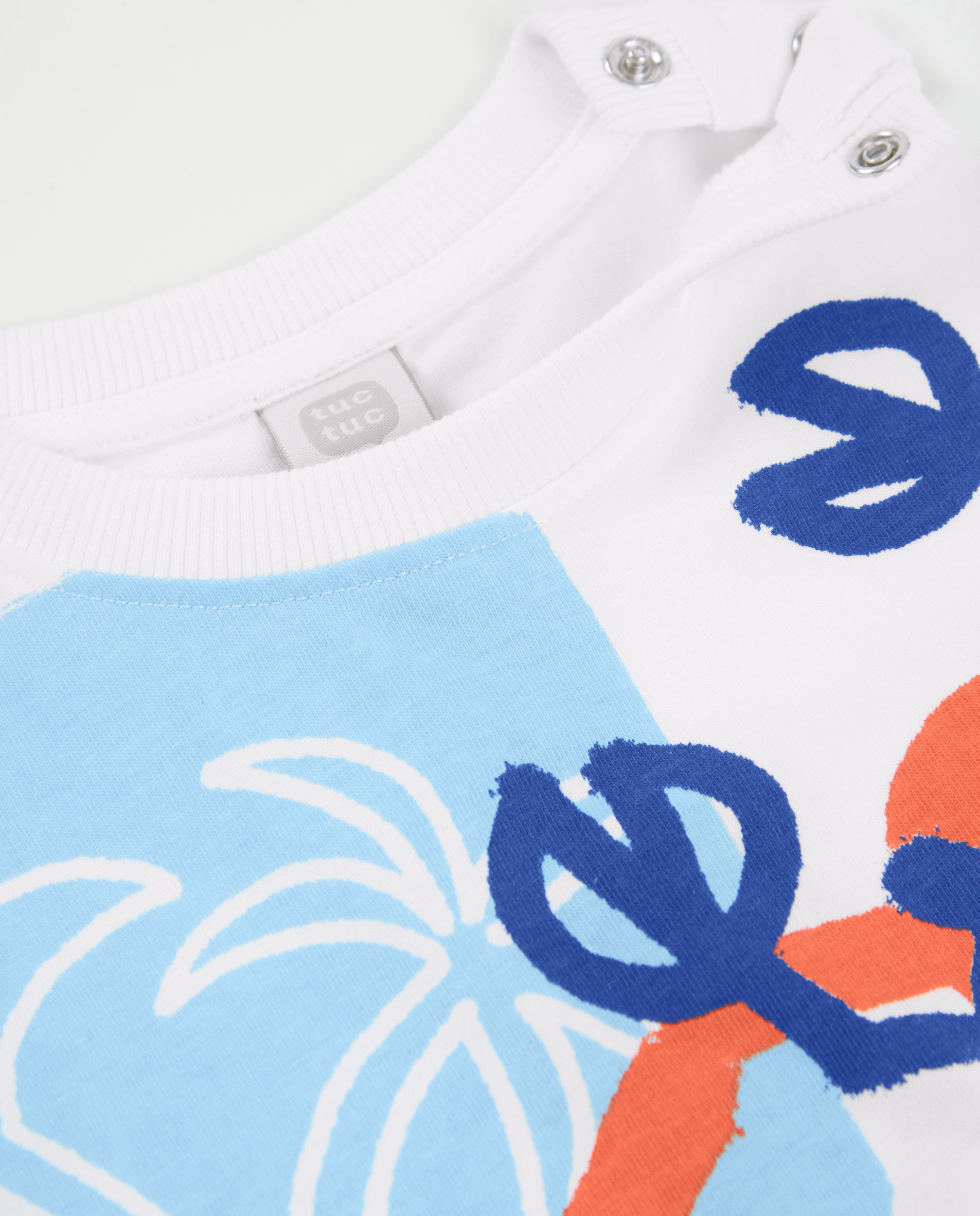 Tuc tuc t-shirt bimbo bianca con bottoni e stampa