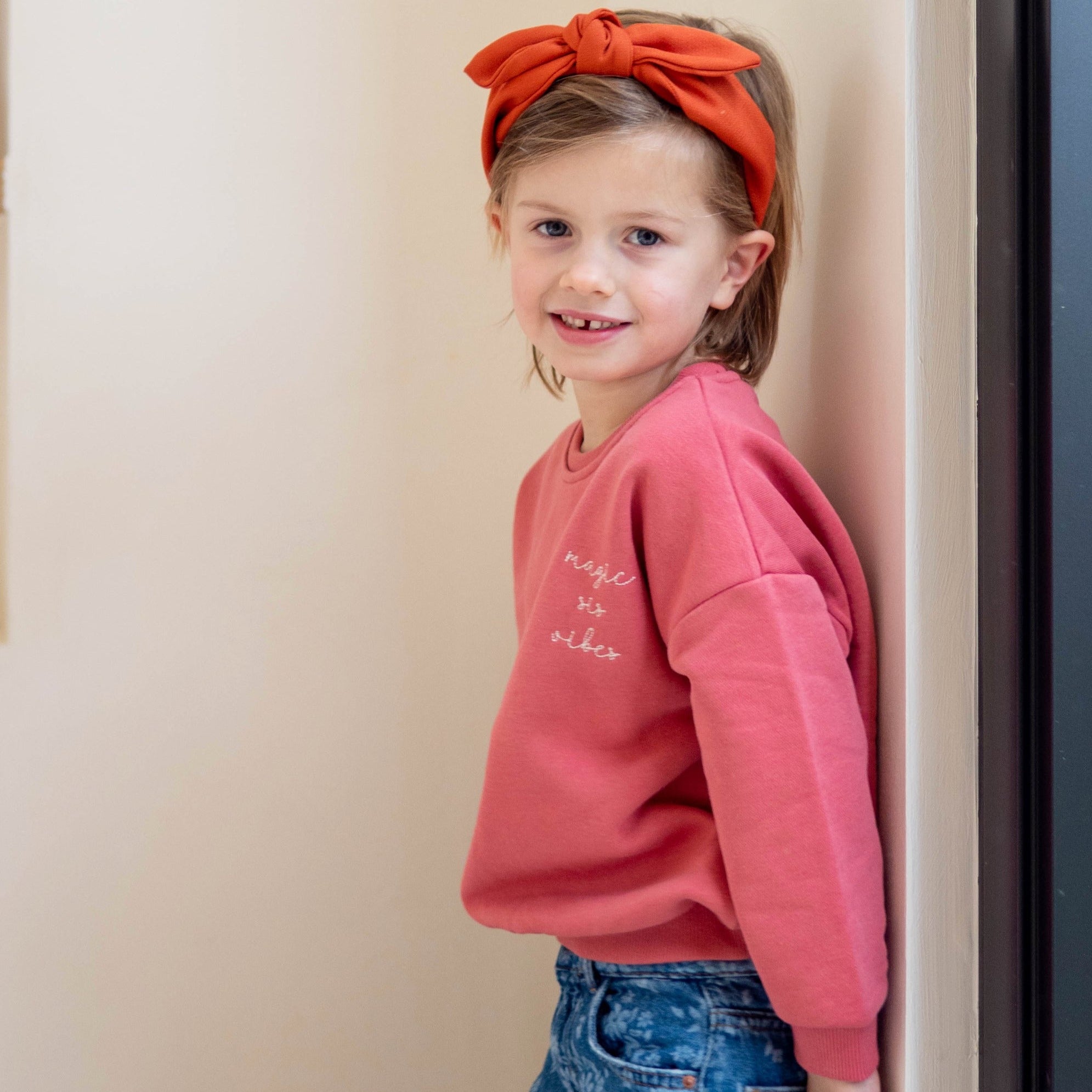 Ella and Rapha Sis felpa bambina lampone loose fit cotone