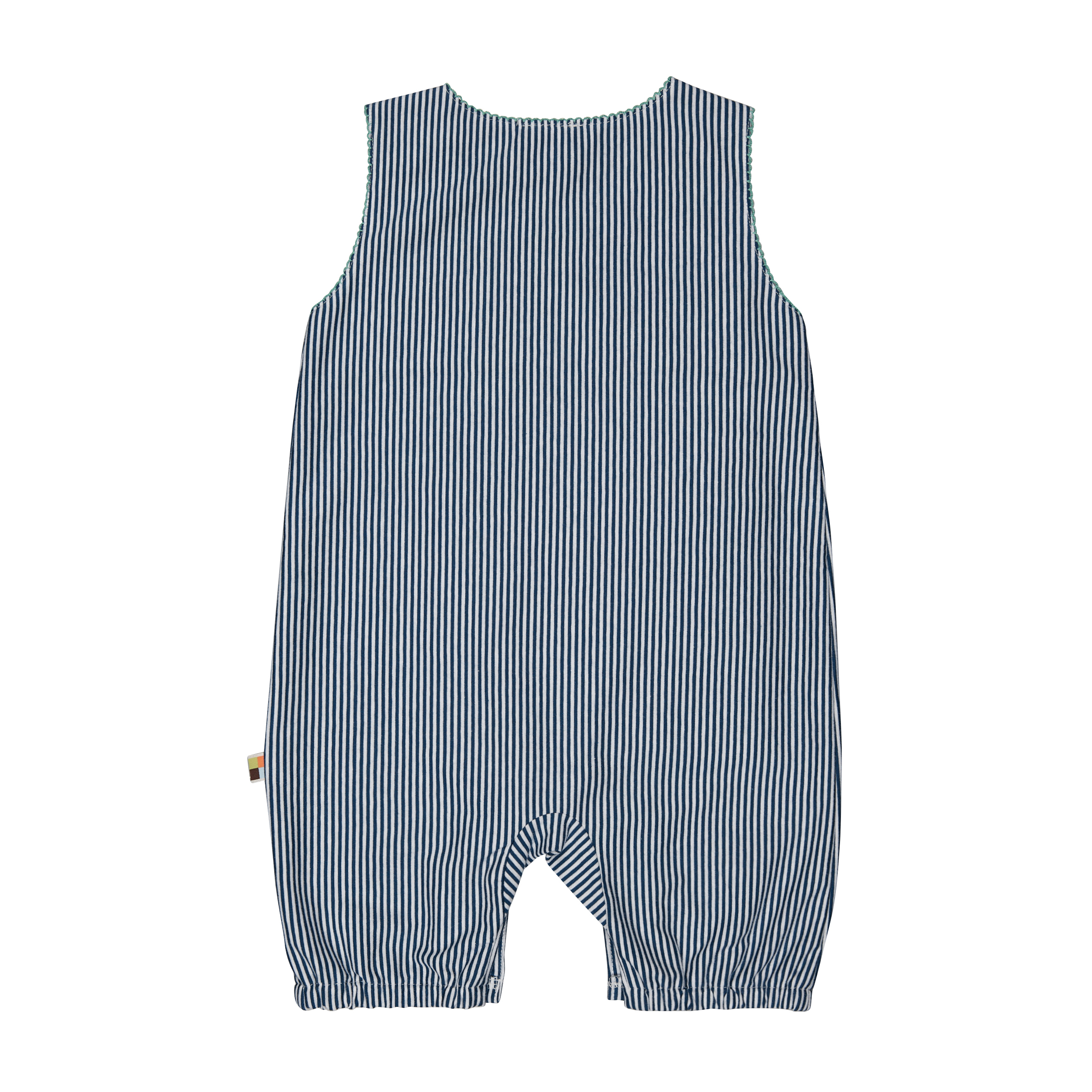 Loud+Proud salopette corta righe blu cotone bio