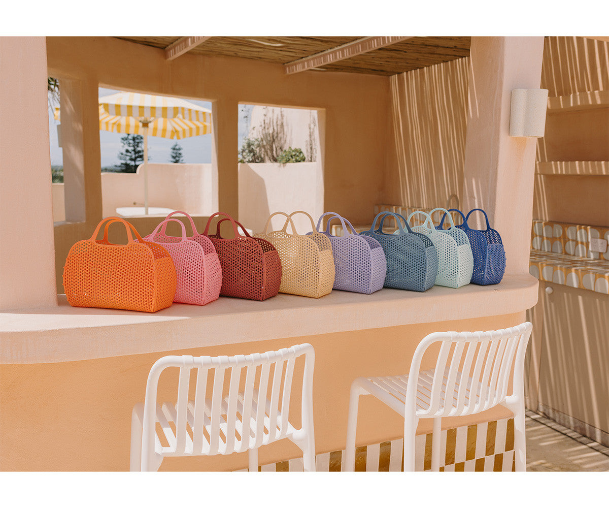 Monnëka Retro Vintage borsa spiaggia bimbo blu rete