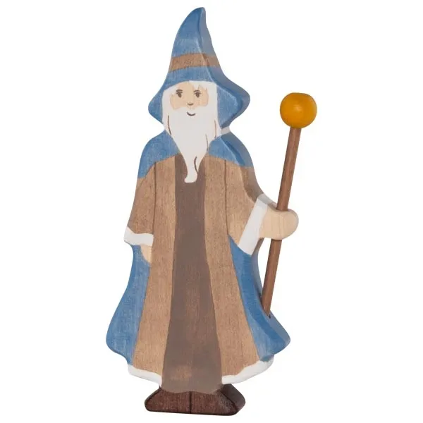 Holztiger Mago in piedi figura legno 17,5 cm dipinta a mano