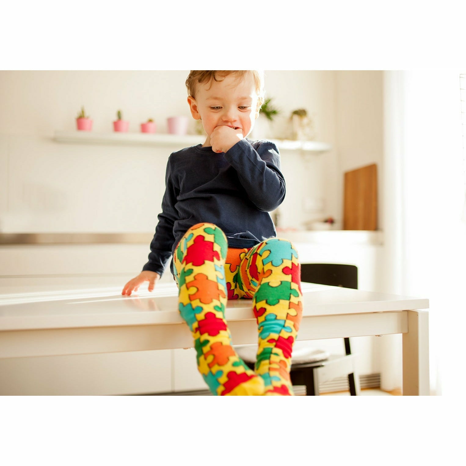Slugs & Snails Jiggy collant gialli puzzle cotone bio