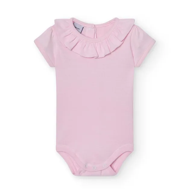Babidu body neonato manica corta collo volant cotone bio
