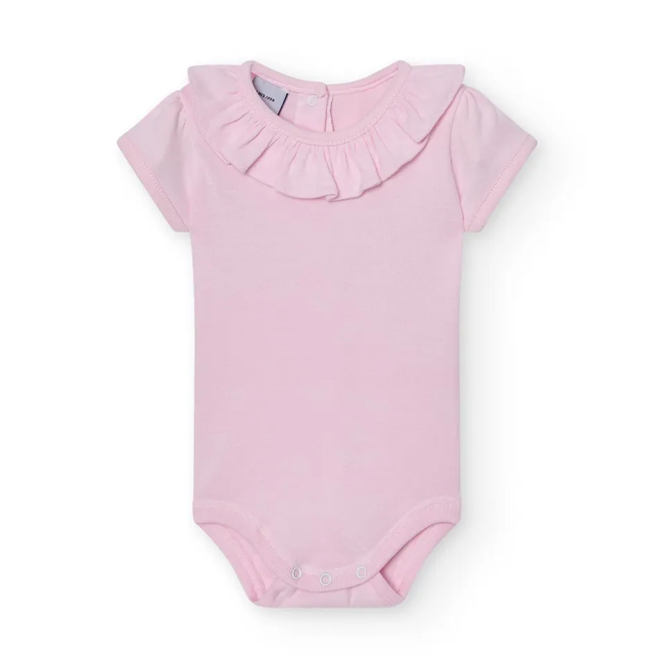 Babidu body neonato manica corta collo volant cotone bio
