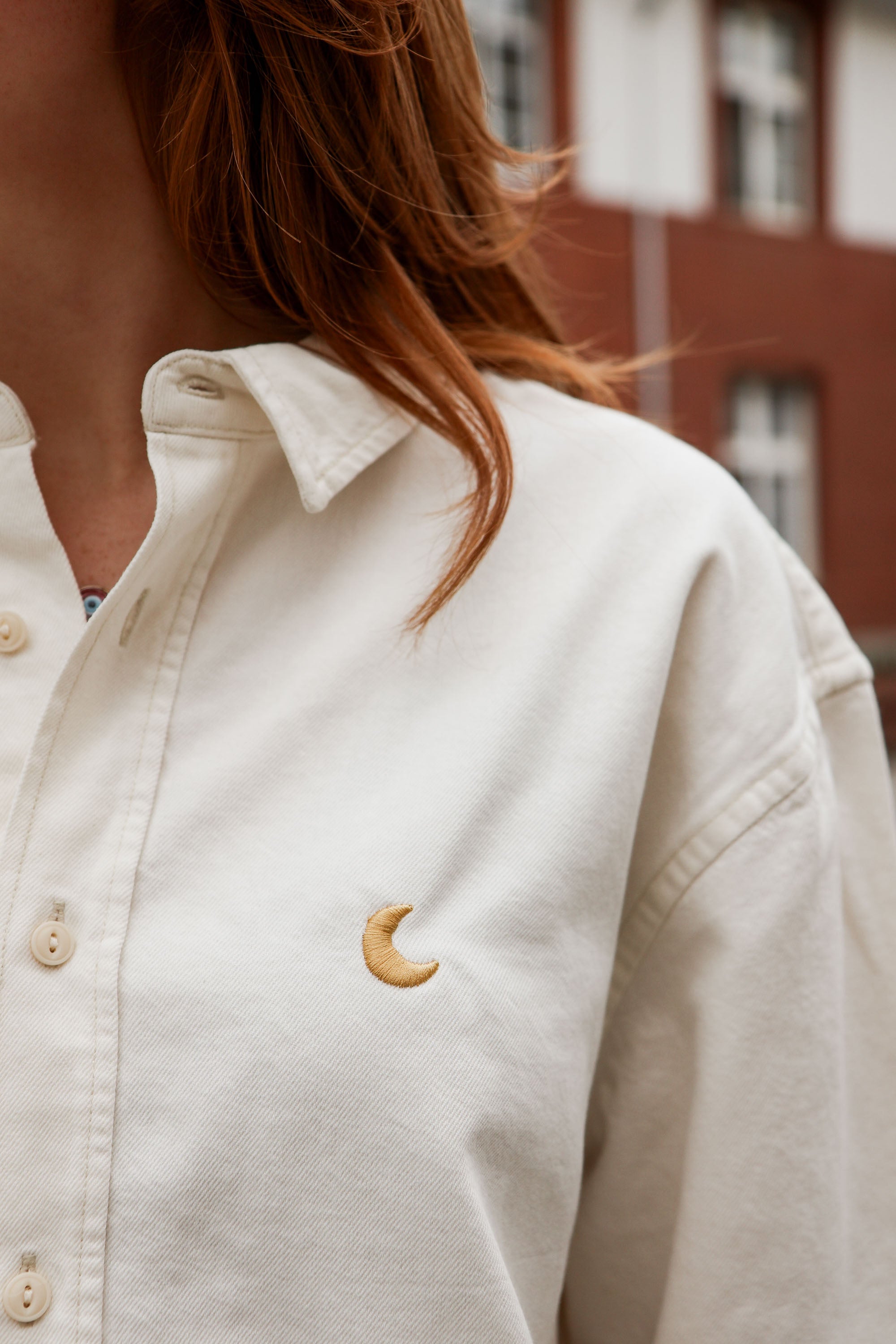 Ella and Rapha Moon camicia worker bianca in cotone