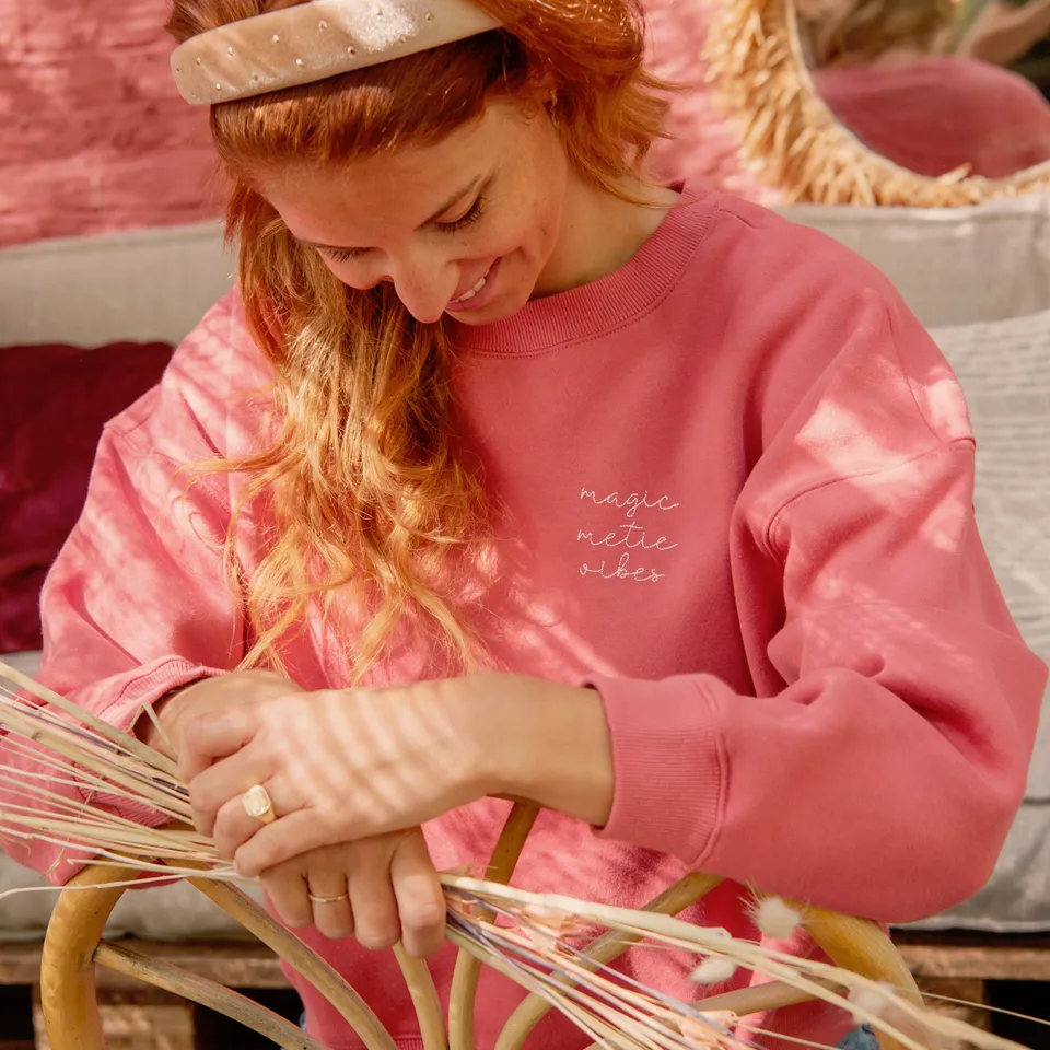 Ella and Rapha METIE Sweet Raspberry felpa rosa cotone
