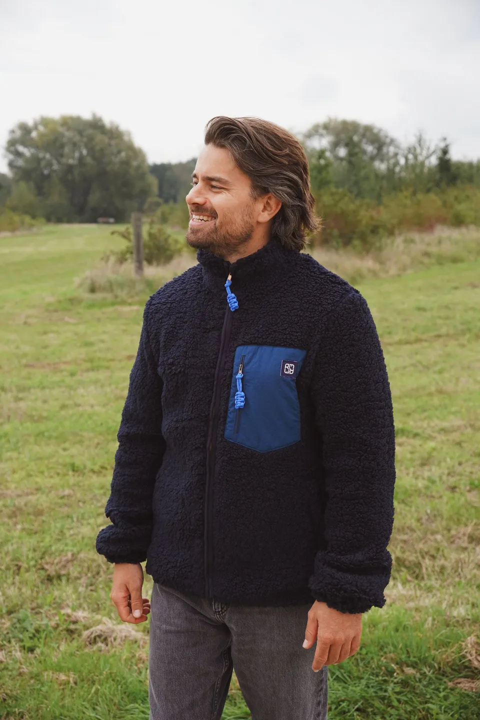 Ella and Rapha Teddy giacca uomo navy regular fit