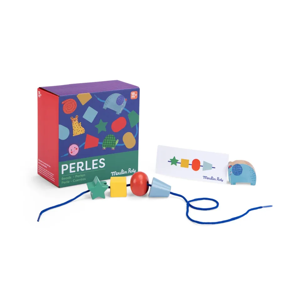 Moulin Roty gioco perle da infilare 21 perle legno