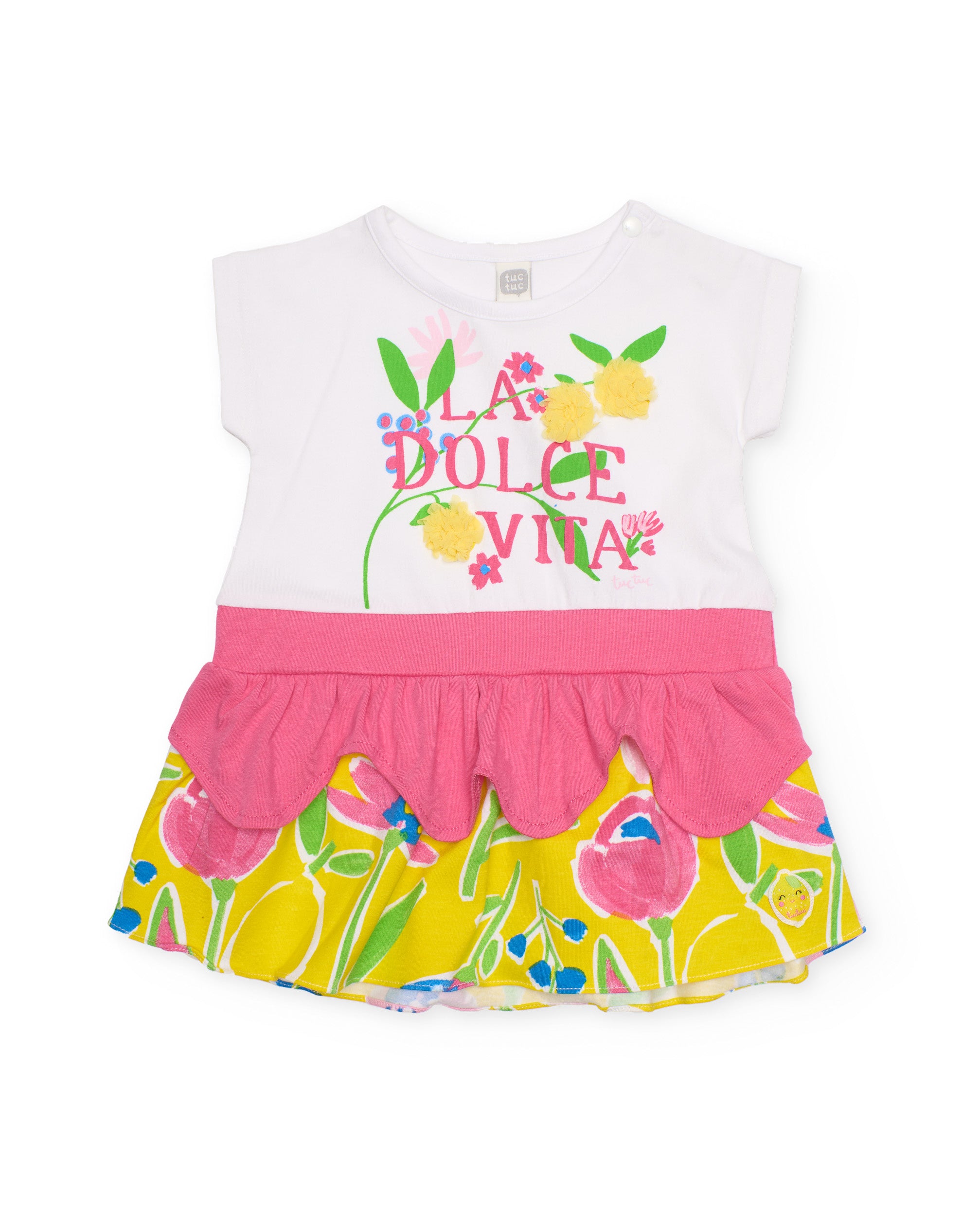Tuc Tuc vestito bambina maglia bianco fiori volant
