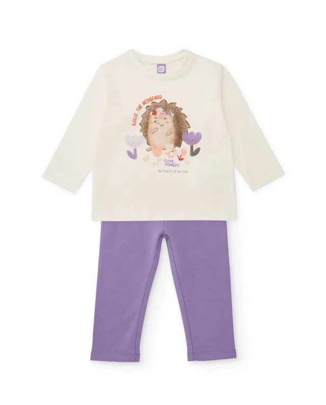 Tuc Tuc Cute Forest completo bambina bianco leggings lilla