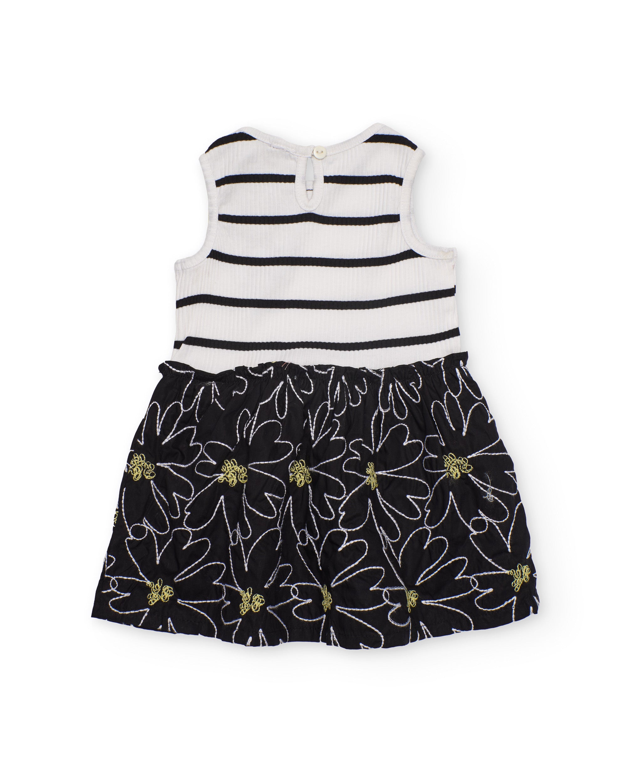 Tuc Tuc vestito bambina righe nero fiore giallo