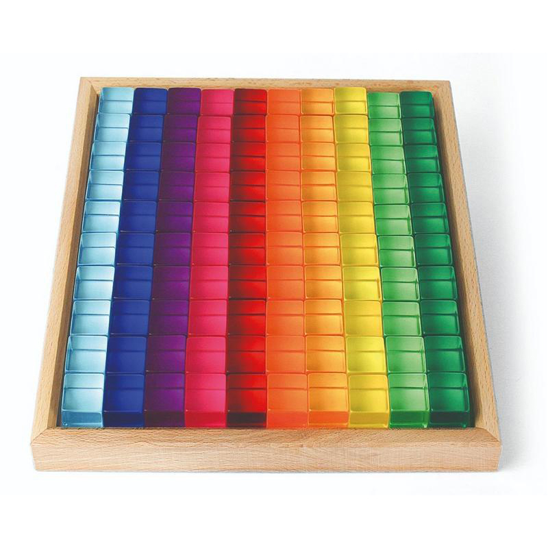 Bauspiel 100 cubi acrilici costruzioni con vassoio