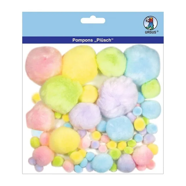 Ursus pompon peluche pastello 60 pezzi 1-5 cm
