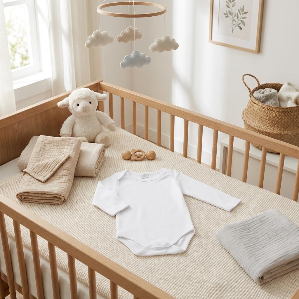 Babidu Body manica lunga collo americano bianco 9-12 mesi cotone