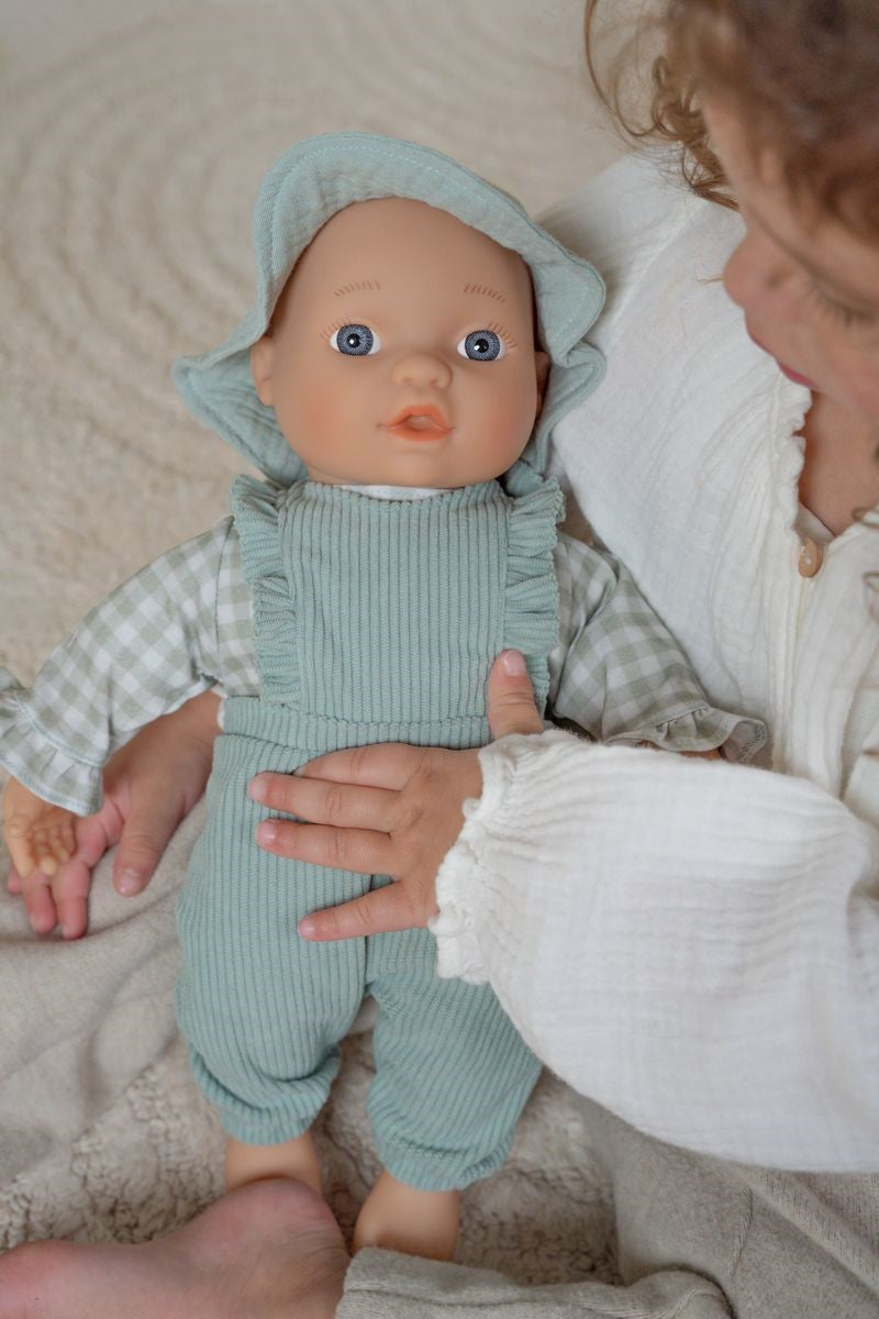 Little Dutch Vestito Bambola Quadri Verdi con Cappello