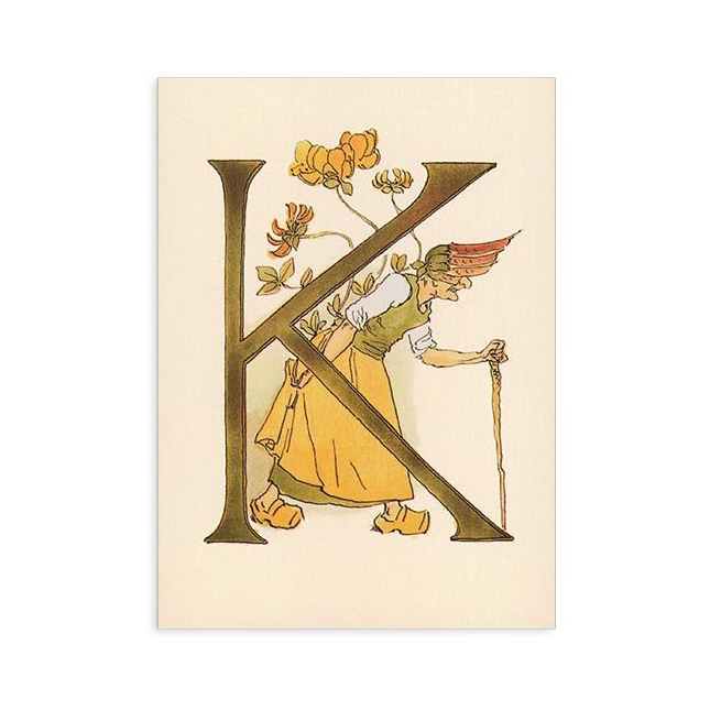 Ottilia Adelborg Alfabeto Fiorito cartolina lettera K fiori