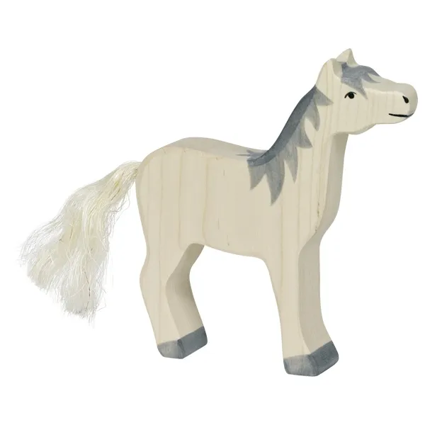 Holztiger Cavallo Bianco figura legno dipinta a mano