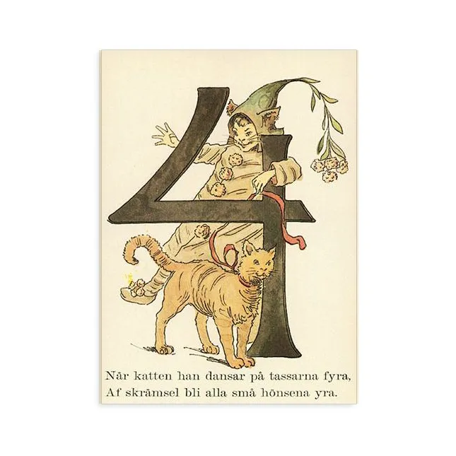 Ottilia Adelborg Numeri Fioriti cartolina numero 4 fiorito