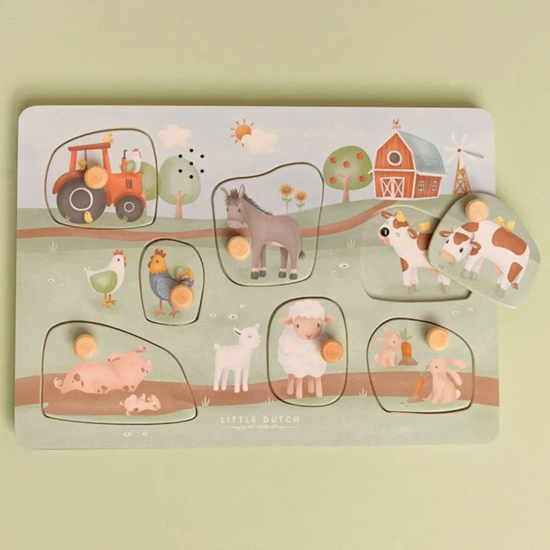 Little Dutch Fattoria puzzle sonoro legno 8 pezzi