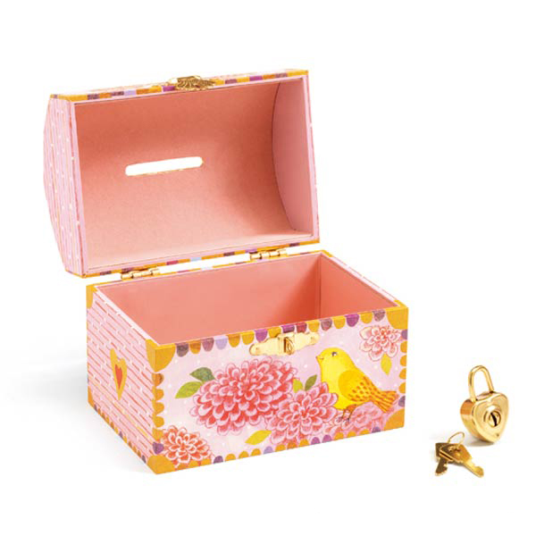 Djeco Baule Birds salvadanaio bambini con chiave
