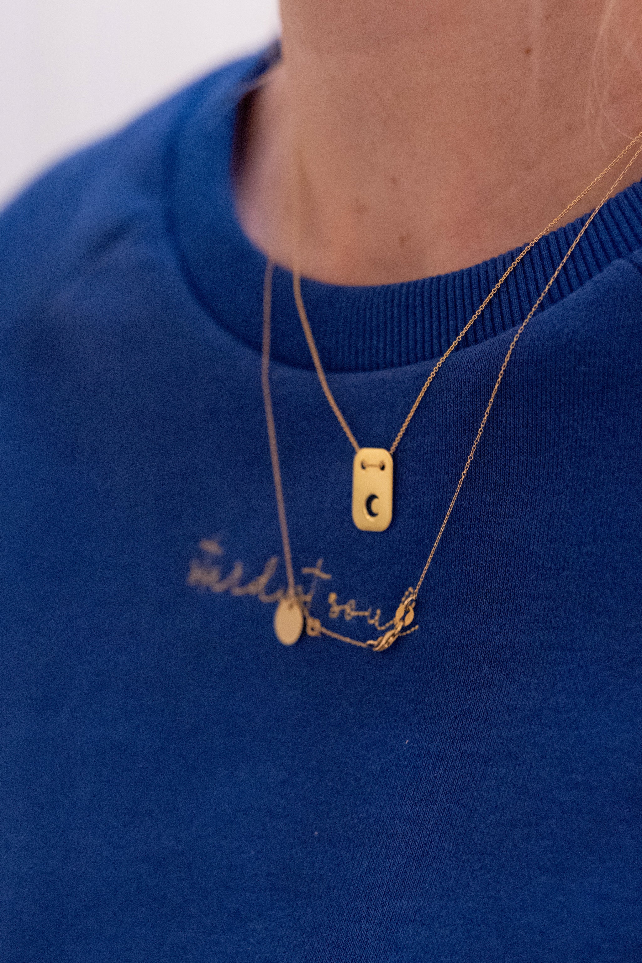 Ella and Rapha MOON collana luna argento placcato oro