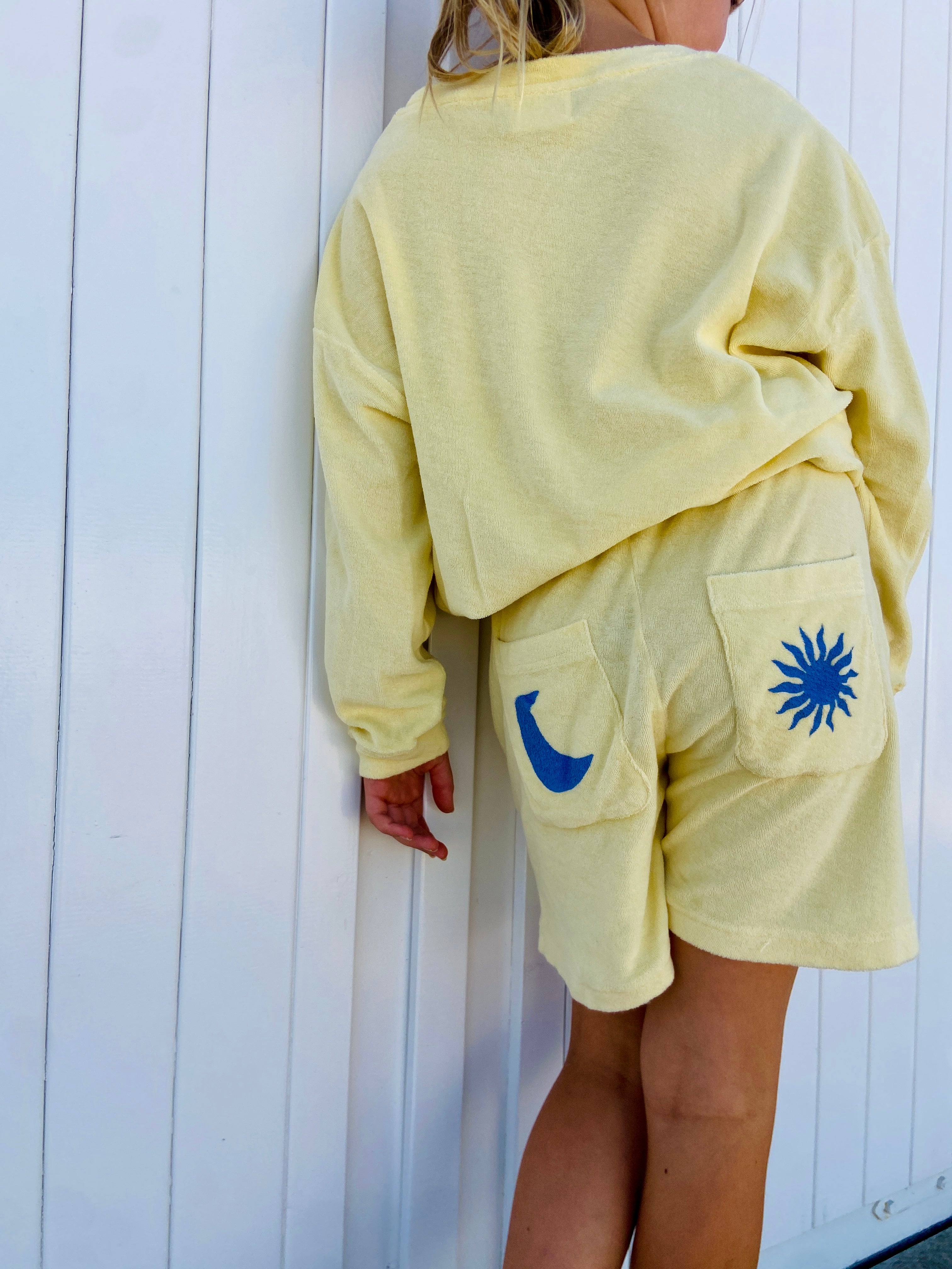 Ella and Rapha Terry pantaloncini bimbi giallo spugna