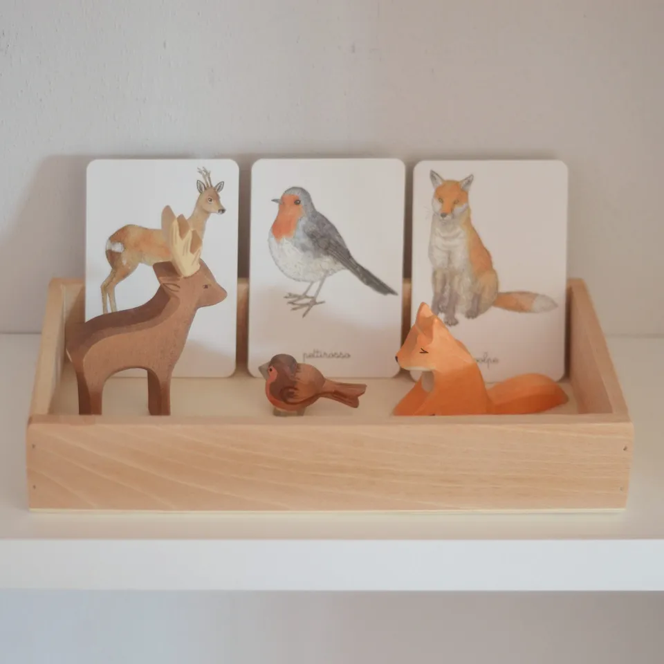 Vassoio attività Montessori legno 15x30 cm