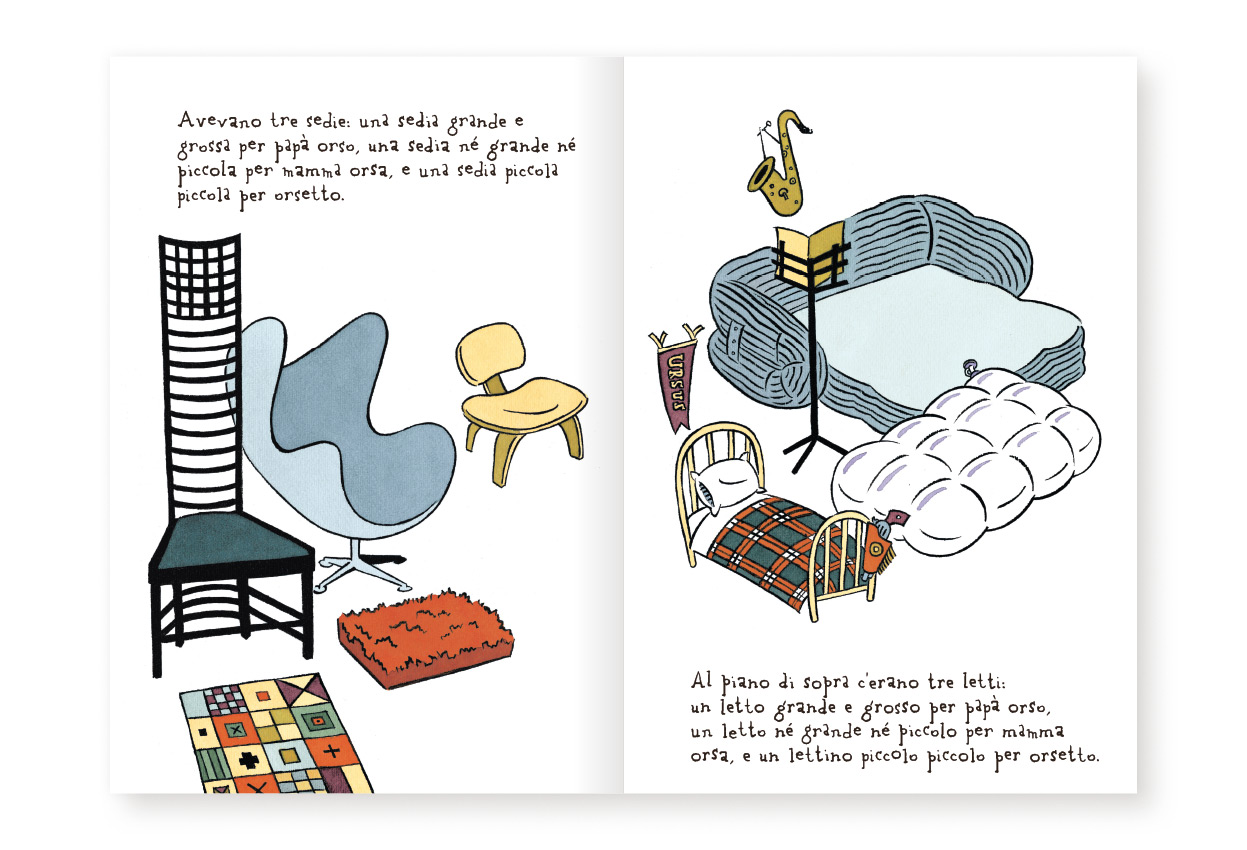 Corraini Riccioli d'Oro e Tre Orsi Libro Illustrato Design