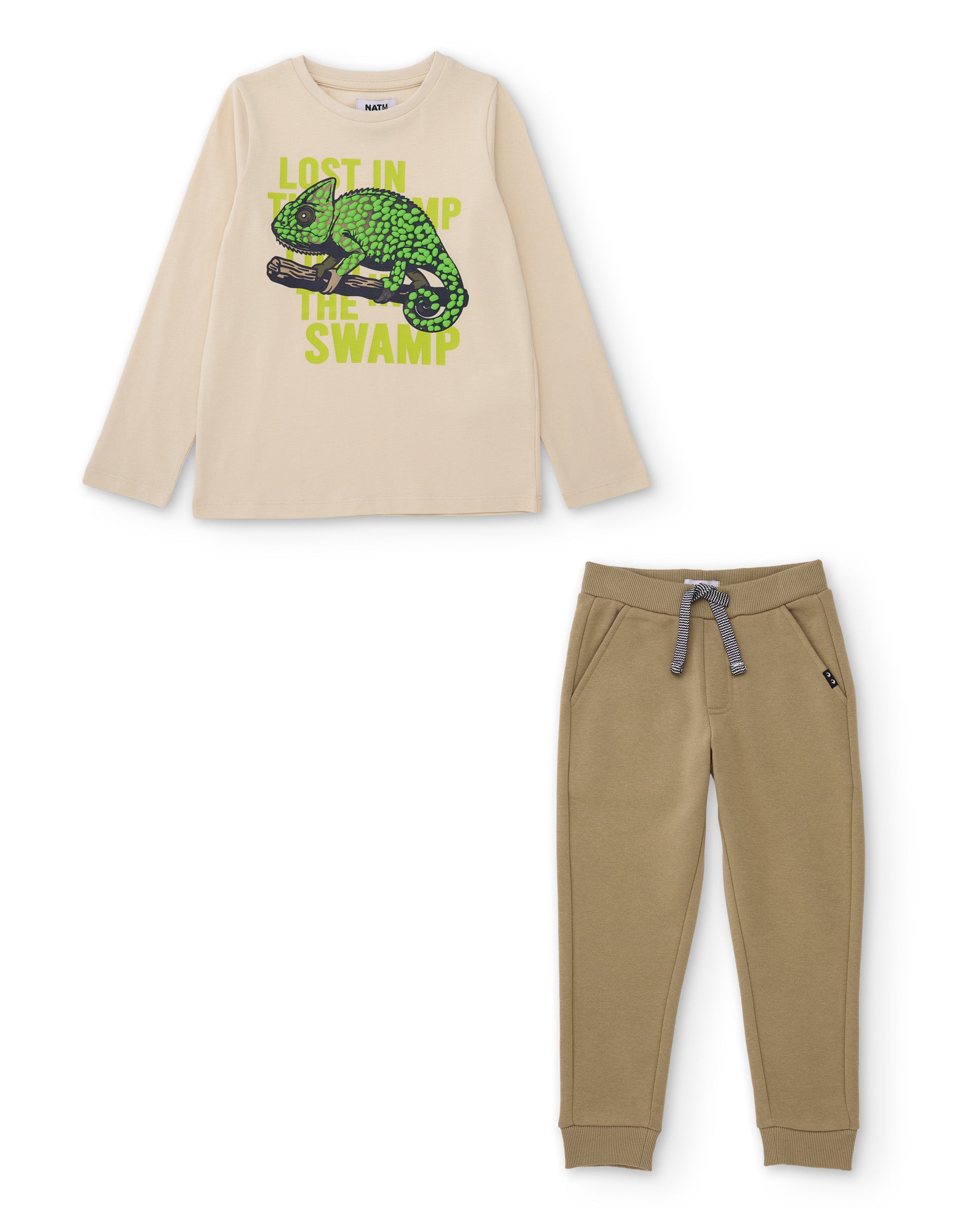 Tuc Tuc completo bambino beige maglia camaleonte cotone