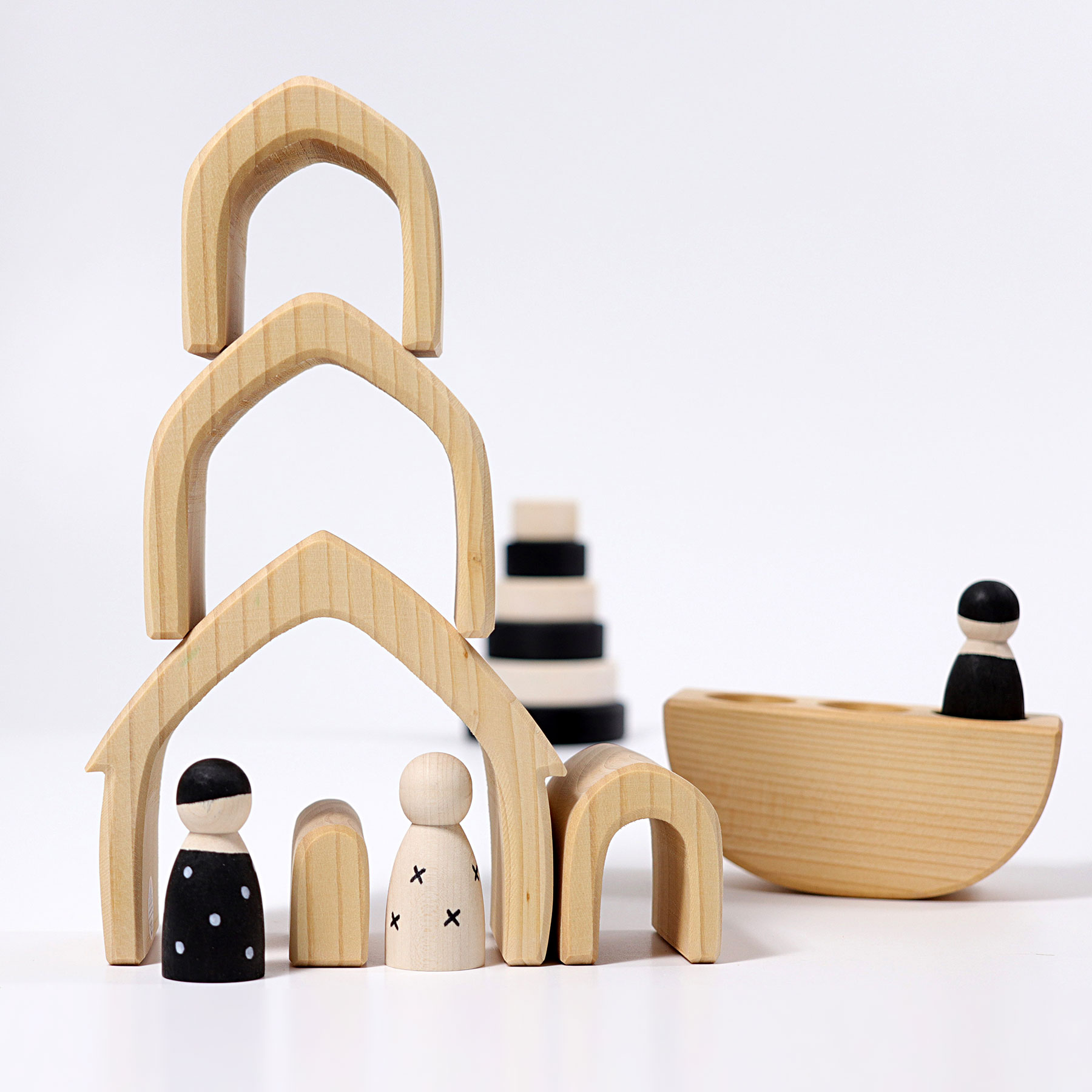 Grimm's casa impilabile legno naturale 5 pezzi 13 cm