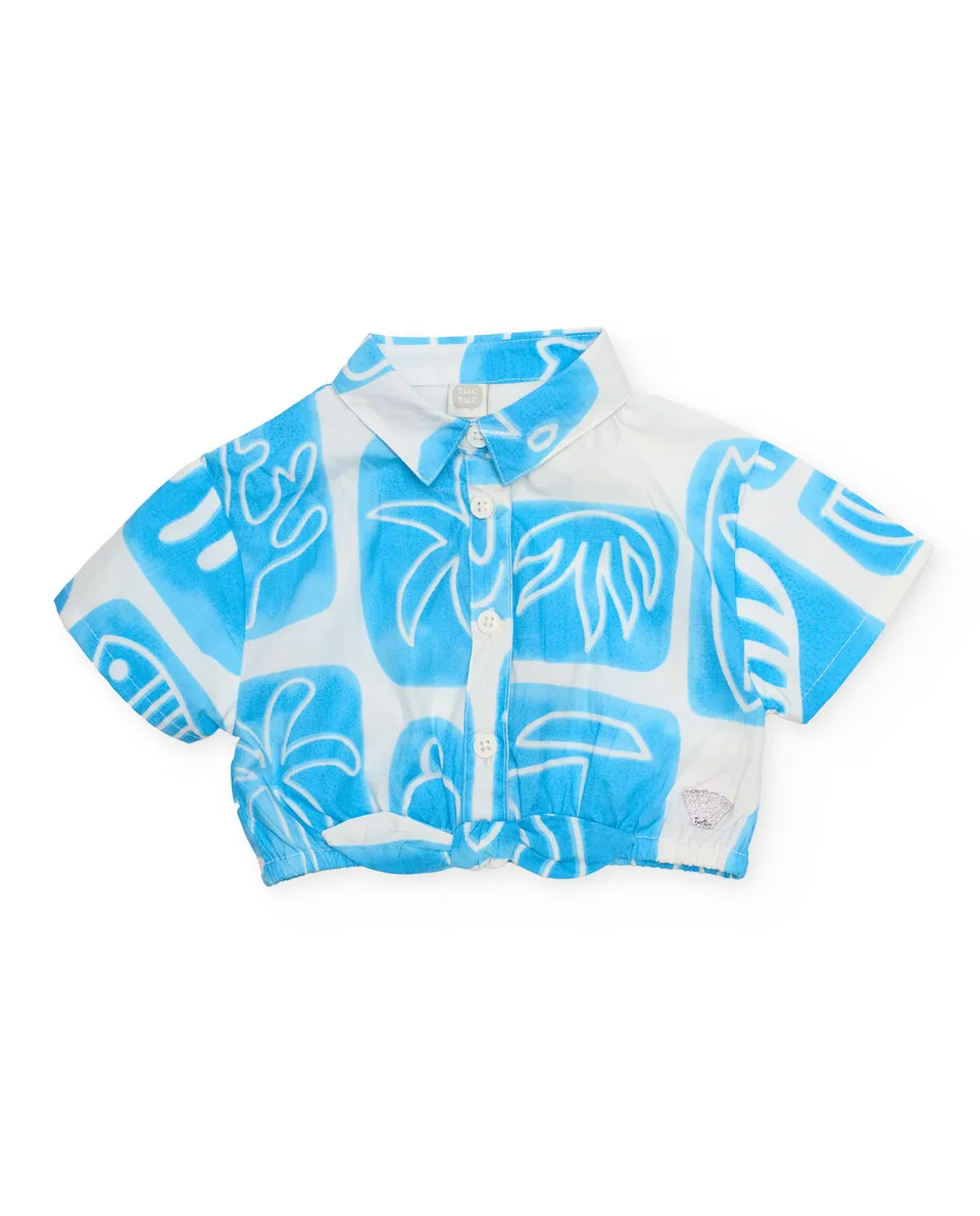 Tuc Tuc camicia bambina bianca con stampa tropicale