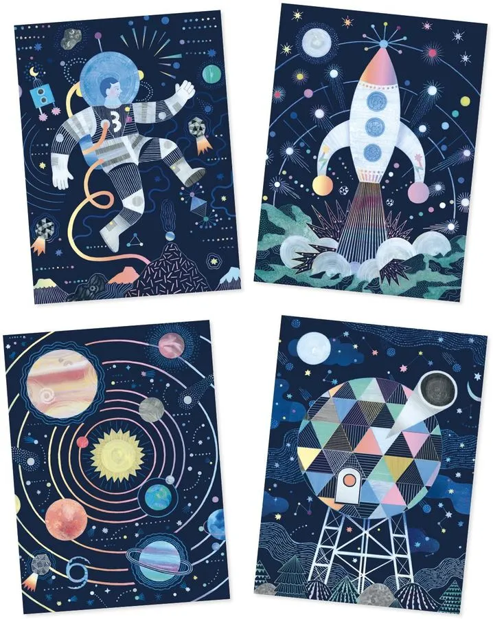 Djeco Cosmic Mission carte da grattare 4 carte
